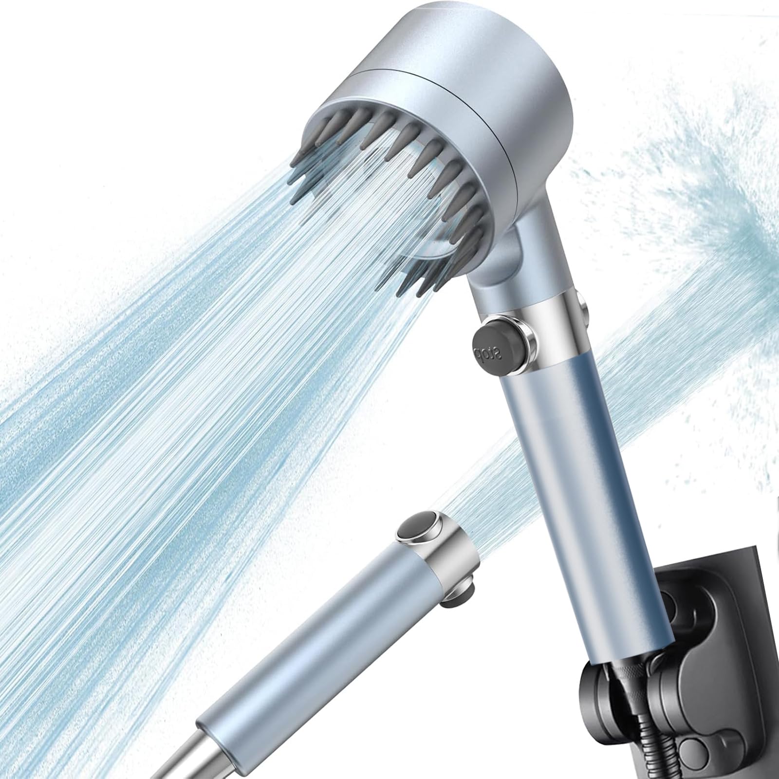 Arbudspro Hard Water Filter Shower Head with Hose, 3+1 Spray Modes,Blue — image 1