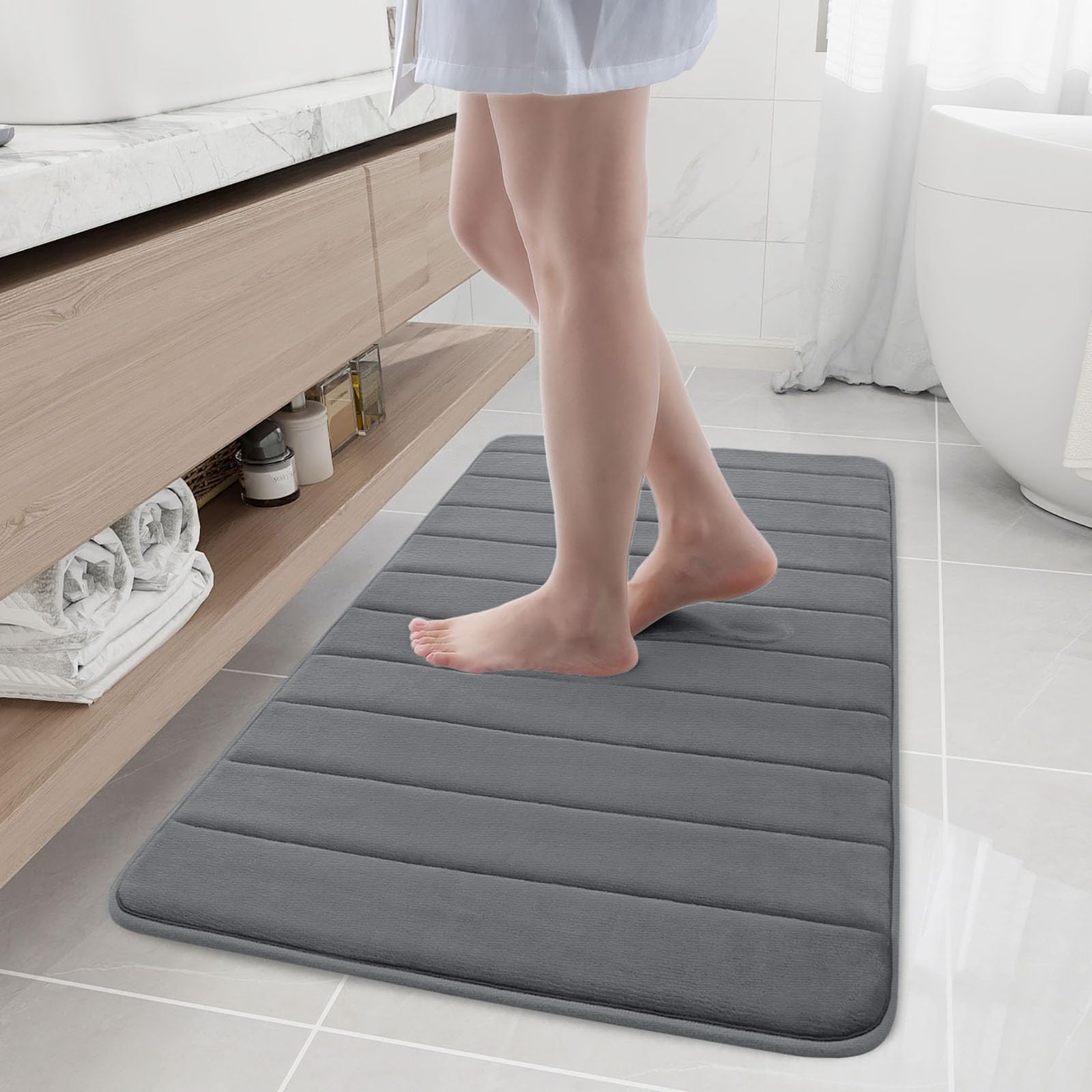 Buganda Memory Foam Bath Mat, 44" x 24", Ultra Soft and Non-Slip Bathroom Rugs, Water Absorbent and Machine Washable Bath Rug Runner for Bathroom,