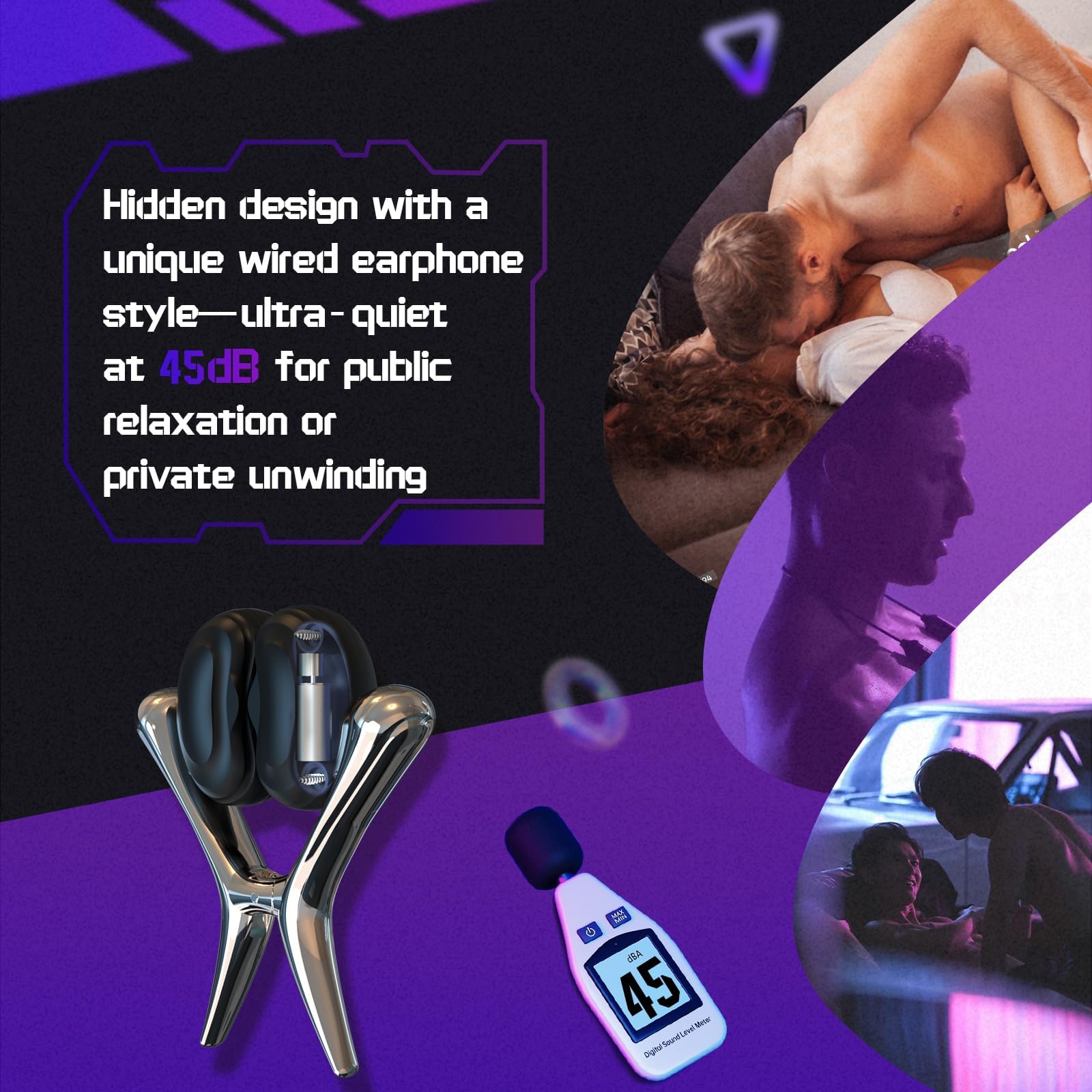 TINGON Pinza per capezzoli per uomini e donne, sex toy dal design a auricolare nascosto con controllo remoto tramite app, set di vibratori BDSM a 12 modalità per la stimolazione di capezzoli, lobi del