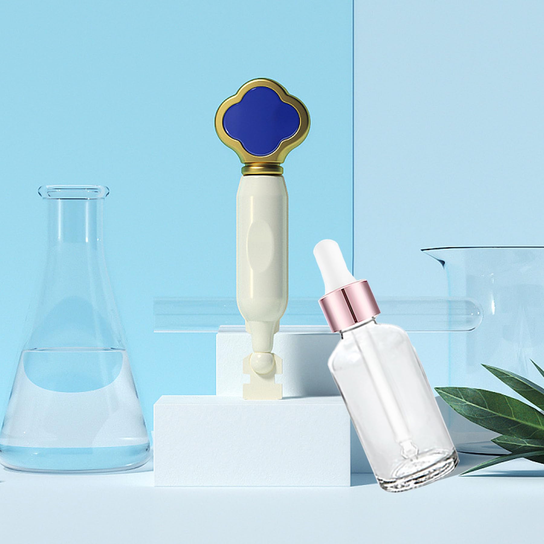 Tropfflaschen aus klarem Glas, mit Pipetten für ätherische Öle, Parfums (30 ml, Roségold), 48 Stück
