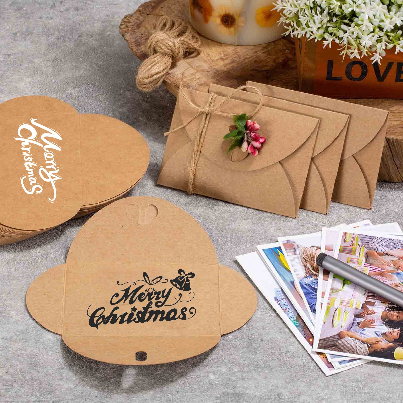 100 Buste Di Carta Kraft Con 100 Biglietti Di Carta Bianchi, Mini Buste Con Chiusura A Cuore Per Carte Regalo Fai Da Te Graffiti | IT