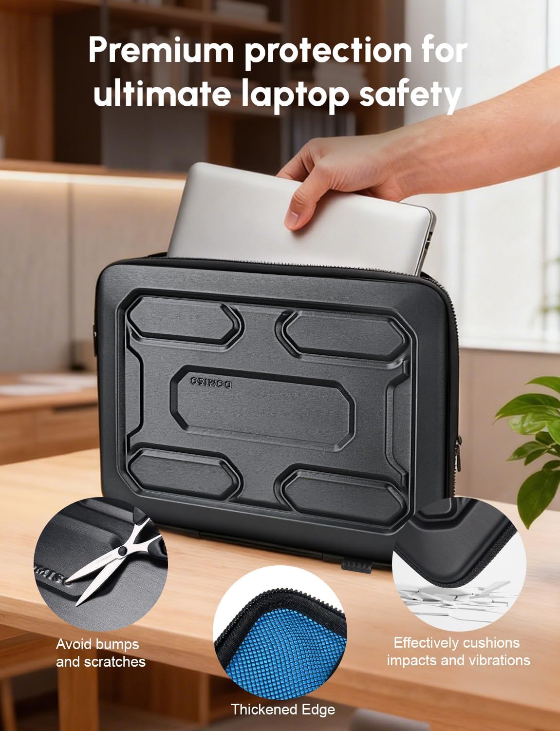 DOMISO 14 inch Laptop Sleeve Shoulder Bag Shockproof Waterproof Computer Bag EVA Protective Carrying Case Handbag for 14" ThinkPad E480/Yoga 920/13.5" Microsoft Surface Book/HP Pavilion 14 Stream 14 - Image 6