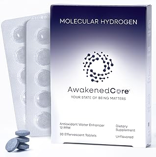 Hydrogen Water Tablets - Molecular H2 Magnesium 12 PPM Supplement Tabs for Drinking Water - Supports Energy, Recovery & Cognitive Function for Antioxidant Cellular Health (30 Count, Unflavored)
