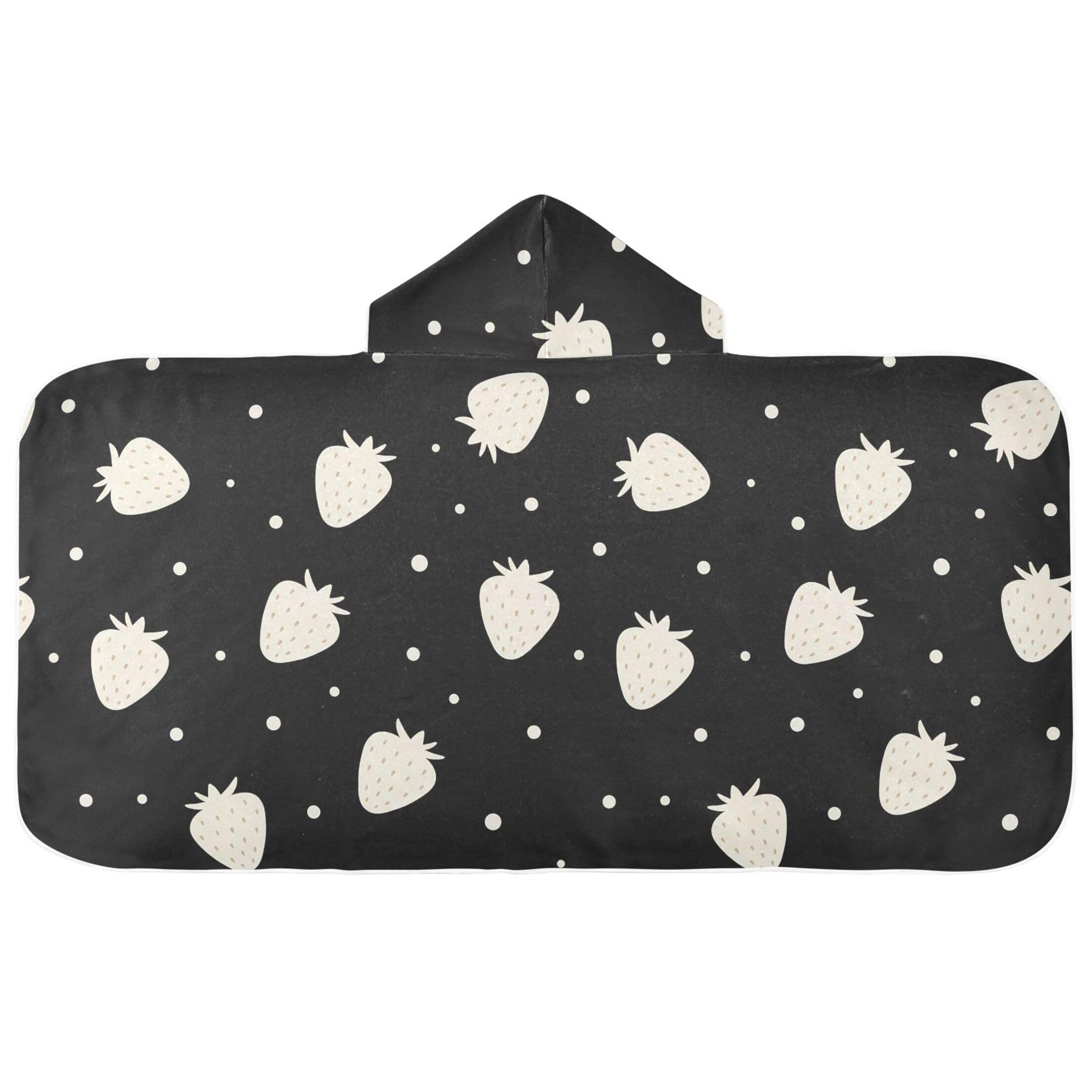 Fuauuyl Strawberry on Black Hooded Baby Bath Towel Soft & Breathable Towel for Newborns Infants Toddlers, Nursery Essential