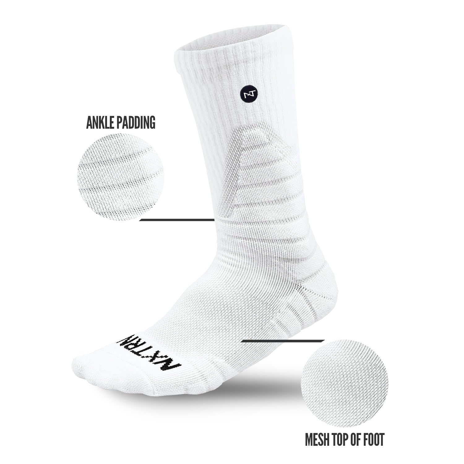3 Paar Nxtrnd Crew Socken für Herren & Jungen, gepolsterte Basketball- & Fußballsocken