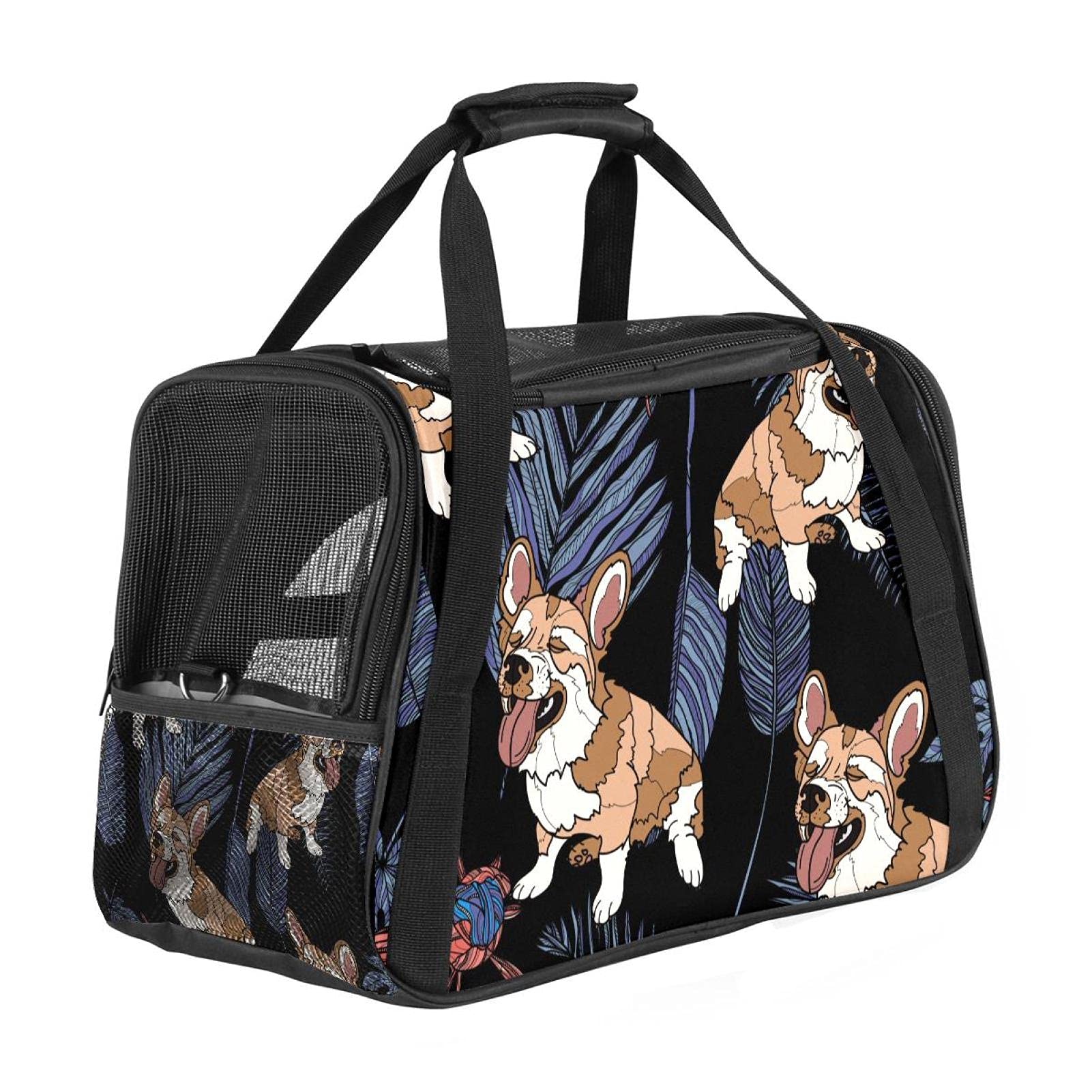 Sac de transport pliable pour animal domestique avec motif Corgi imprimé
