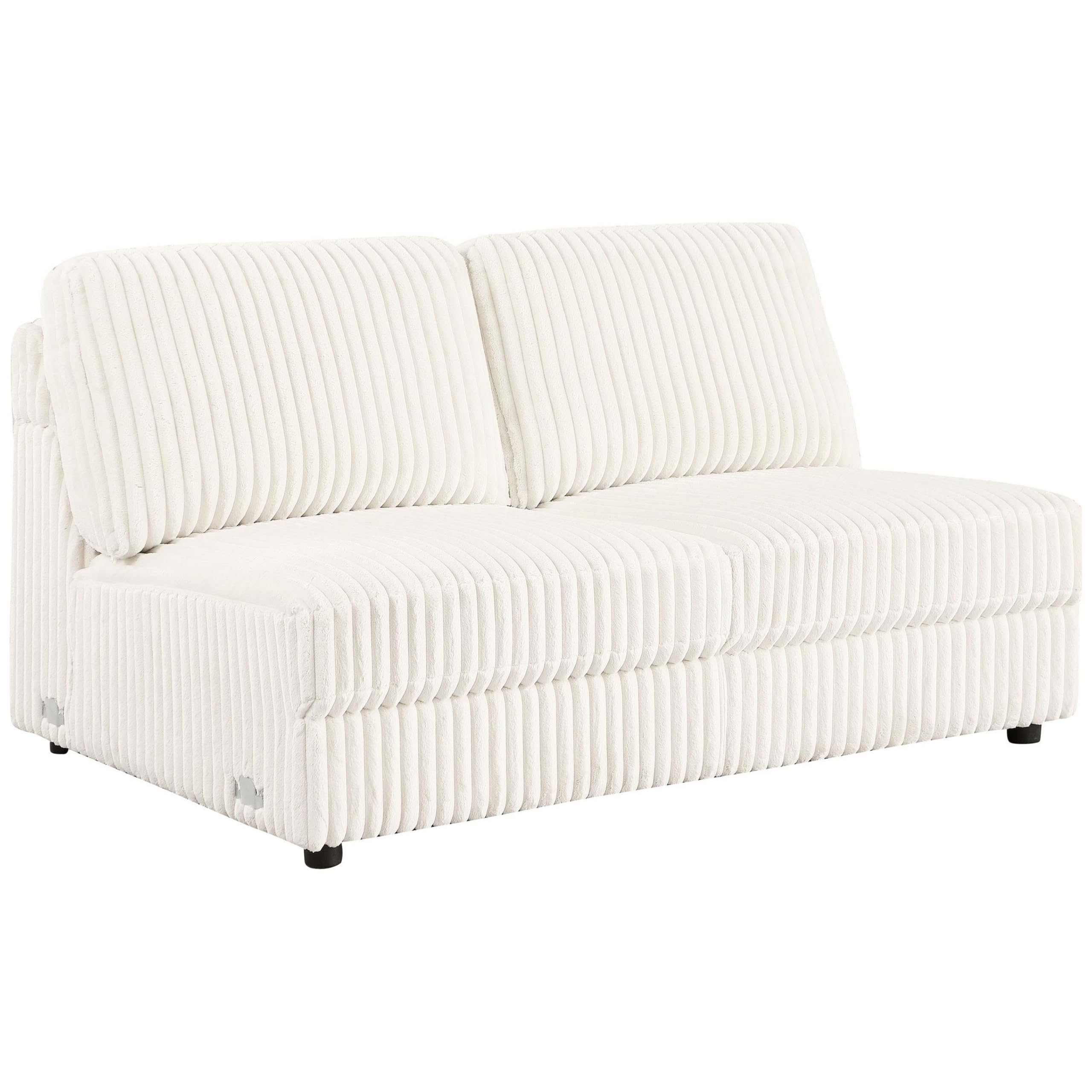 Condition photo showing New/Like New for benzara sono modular armless loveseat- 60 inch- ivory fabric channel tufting