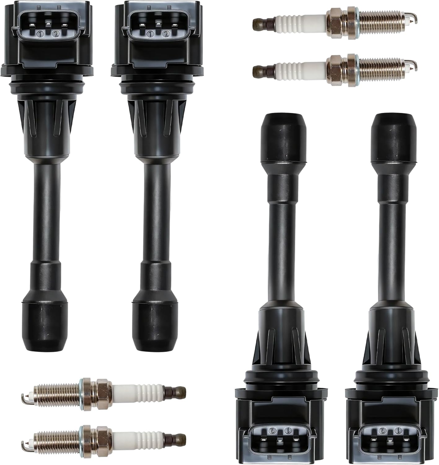 Ignition Coil Pack and Spark Plugs Fits 2007-2020 Nissan Versa Sentra Altima Rogue Cube NV200 2.5L 1.8L 1.6L 2.0L L4, 2009-2019 Infiniti M56 FX50 QX60 QX70 Replaces UF549 & 9029, Set of 4