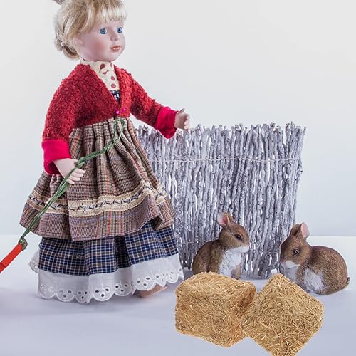 Miniatura 7 de STOBOK 4 unidades de mini balas de heno en miniatura estilo otoñal, pequeño pajar decorativo apilable para manualidades, casa de muñecas, granja,