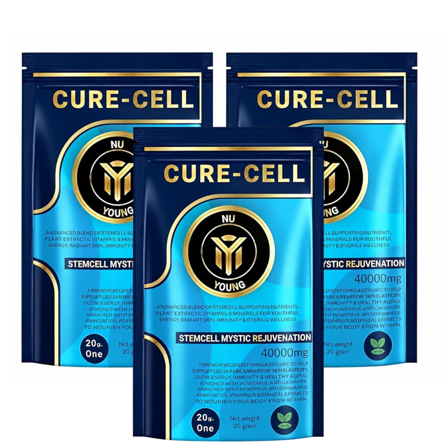 NUYOUNG CURE-CELL Imported Dietary Wellness Supplement | Singapore Formulated 40000mg Nutraceutical Formula | Daily Nutrition Blend | 20 Portable Sachets - Pack of 3-image-23