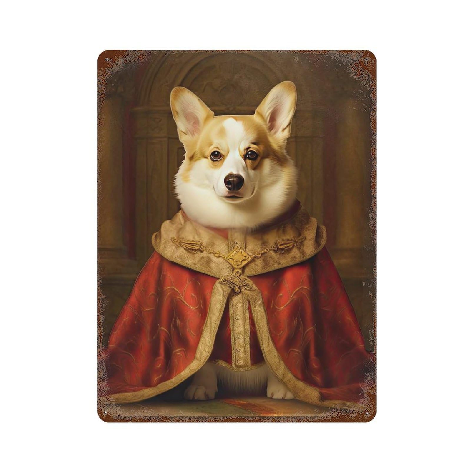 Corgi The Pope Retro Metal Sign 15.7"x11.8", Rustic Home Decor for Garage, Pub Or Kitchen
