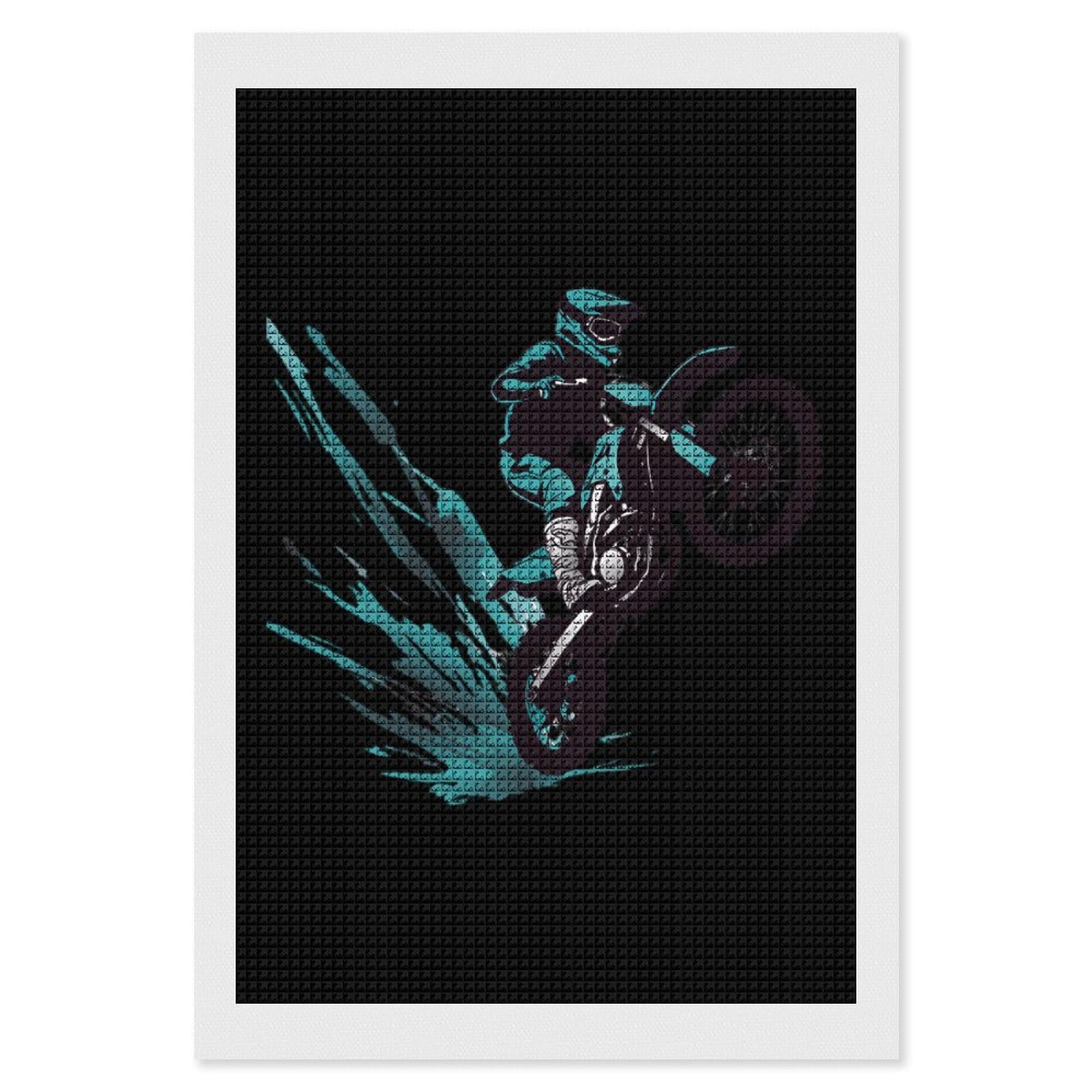 Dirt Bike Rider Motocross Diamond Art Painting Kits Square Full Drill Diamond Art Painting DIY Diamond Dot Arts Crafts 8"x12"