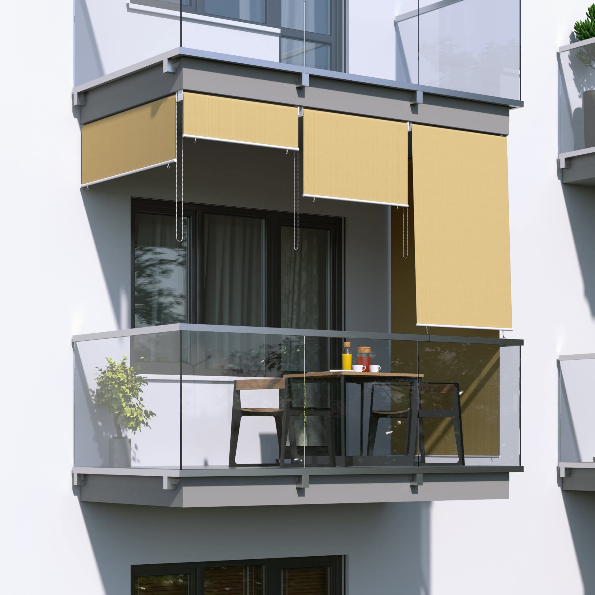 paramondo Tenda da Sole Verticale a Rullo per Esterno Avvolgibile Anti UV Protezione della Privacy Impermeabile Resistente, 160 x 240 cm [LXA] Sabbia