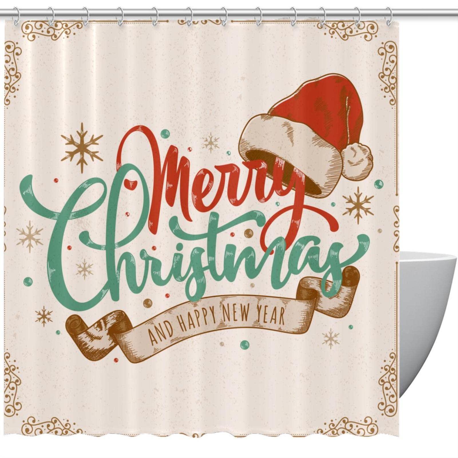 Rideau de douche bois de Noël étanche le cadeau idéal pour décorer l'hiver