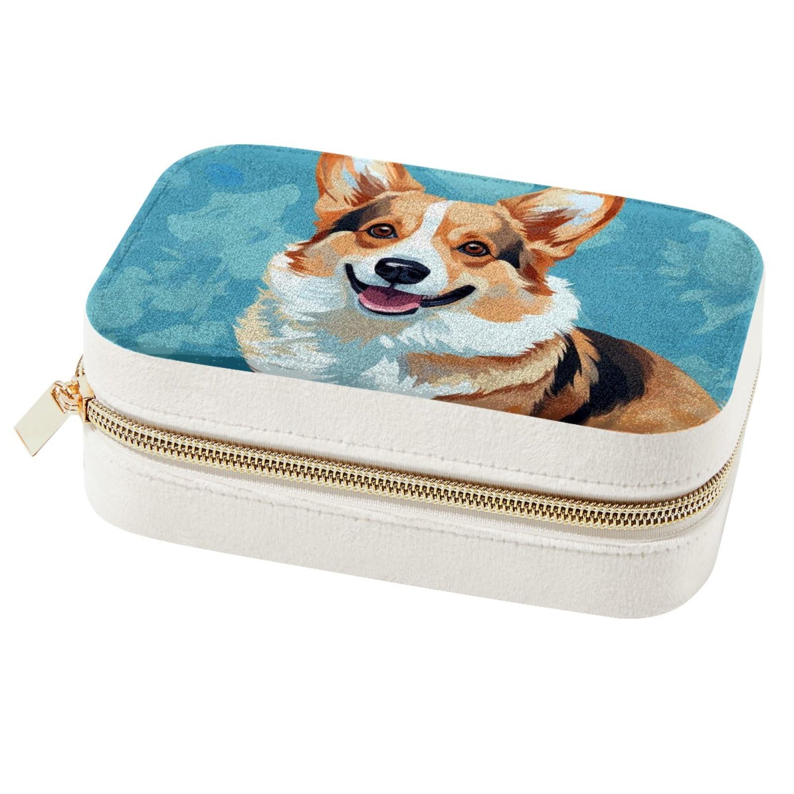 Boîte à bijoux Corgi portable de voyage pour bagues et colliers