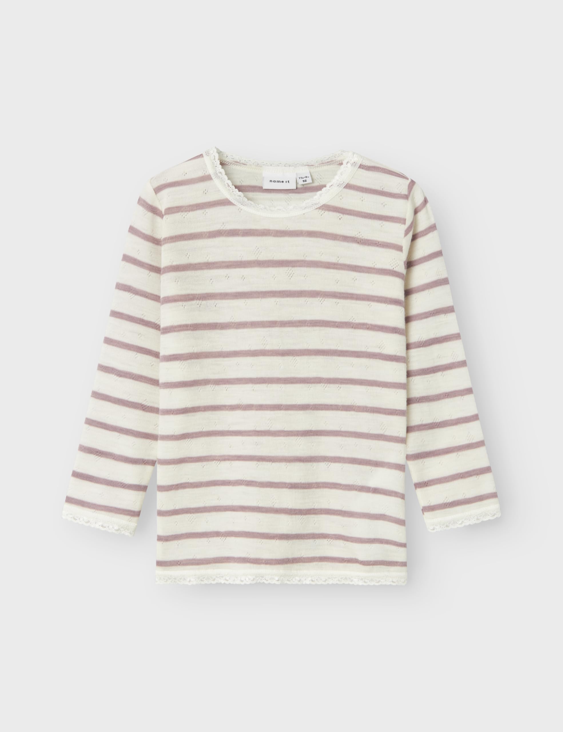 Nmfwang Wool Needle Ls Top Noos, biały, 104 cm