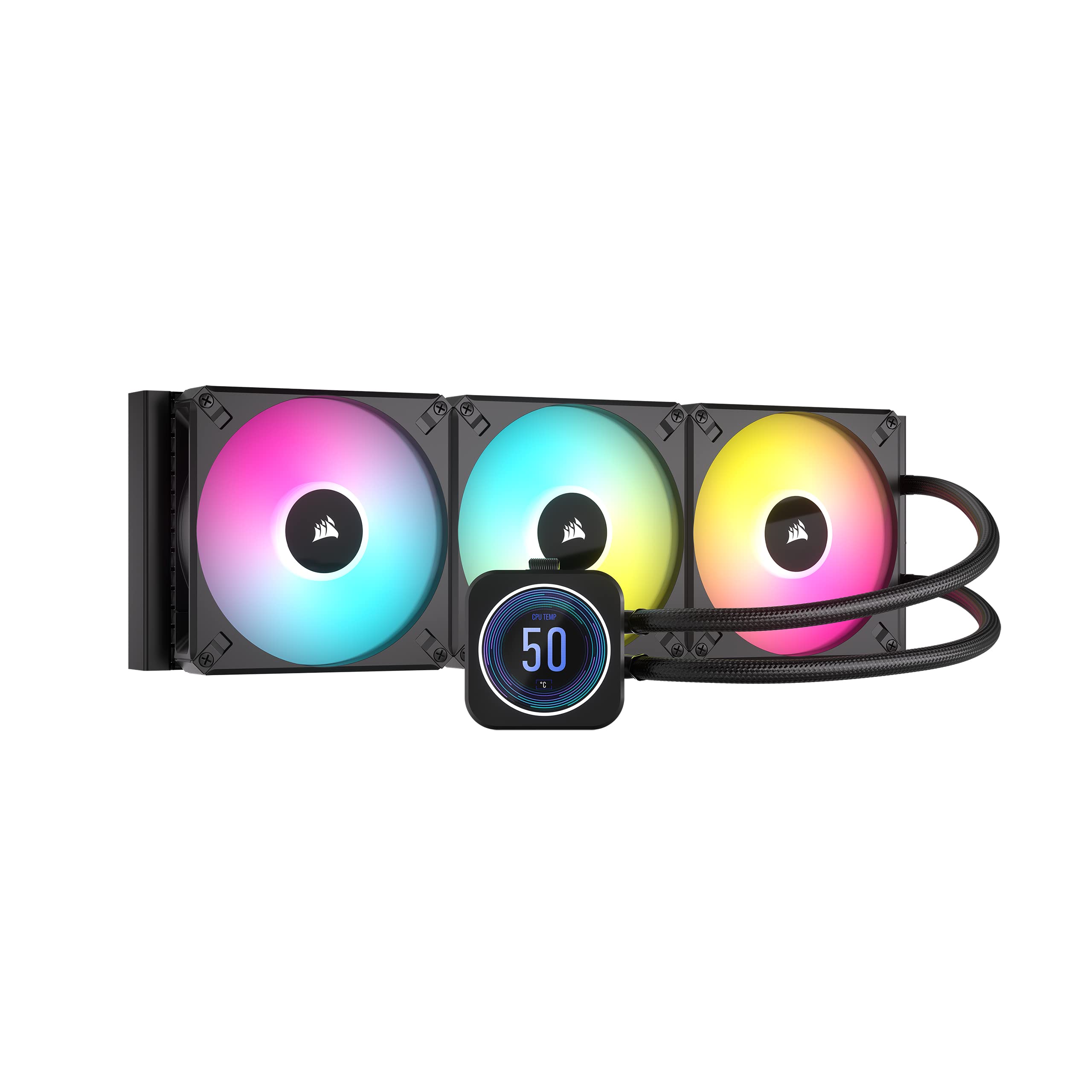 Corsair iCUE H170i Elite LCD XT Flüssig-CPU-Kühler - IPS-LCD-Bildschirm - DREI AF140 RGB Elite-Lüfter - 420-mm-Radiator - Intel LGA 1700, AMD AM5 Und Mehr - Inklusive iCUE Commander CORE - Schwarz