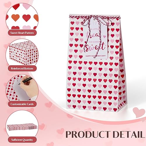 Miniatura 8 de AISunGoo 30 bolsas de regalo para el día de San Valentín con tarjetas para fiestas de niños, bolsas de papel para regalos de fiesta de San Valentín