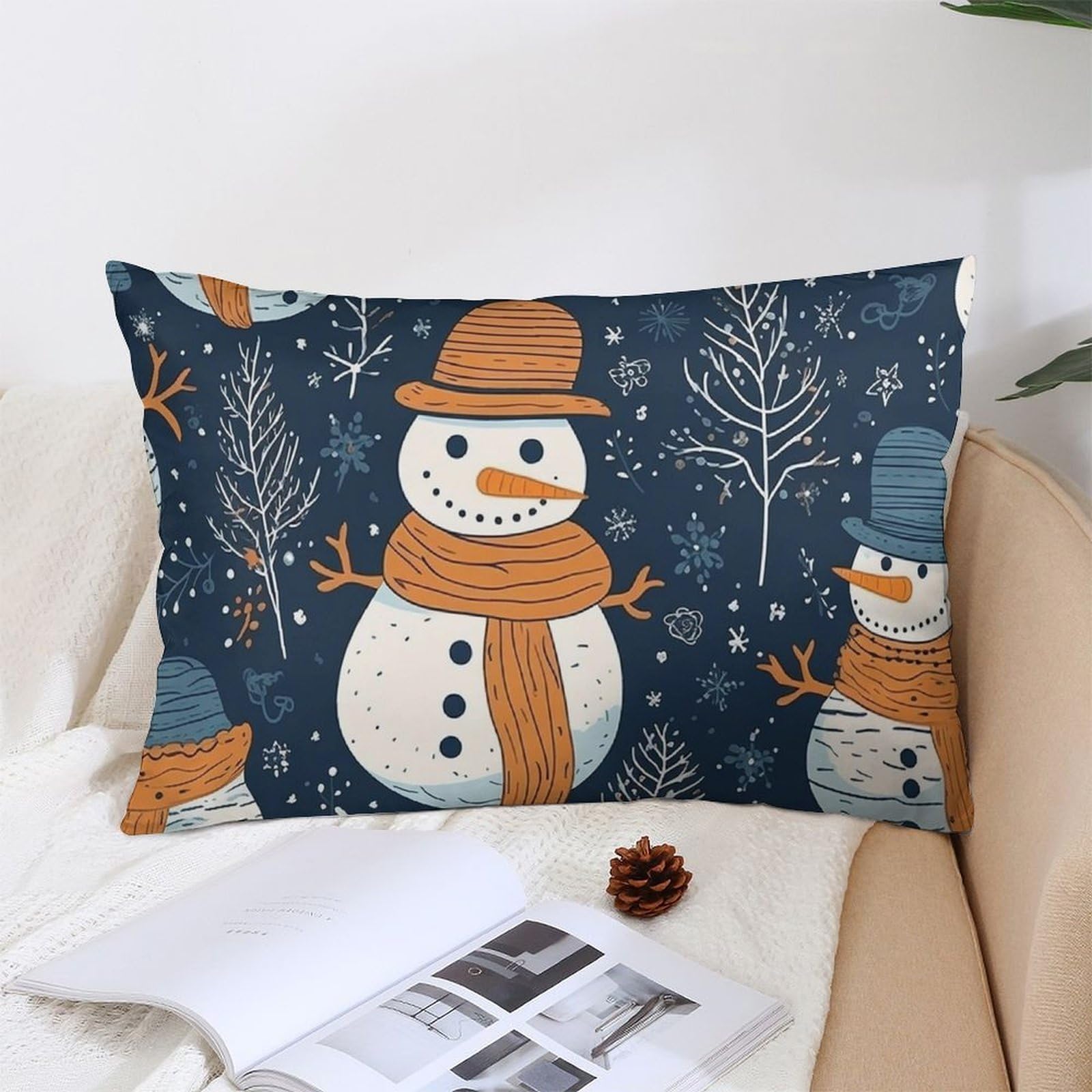 NTVOWPZO Decoration Throw Pillow Covers 12 "x20 Pillowcases Covers Snowman Wearing Hat Soft Pillowcases Modern Farmhouse Home Decor Sofa Cushions Covers for Couch Bed Living Room