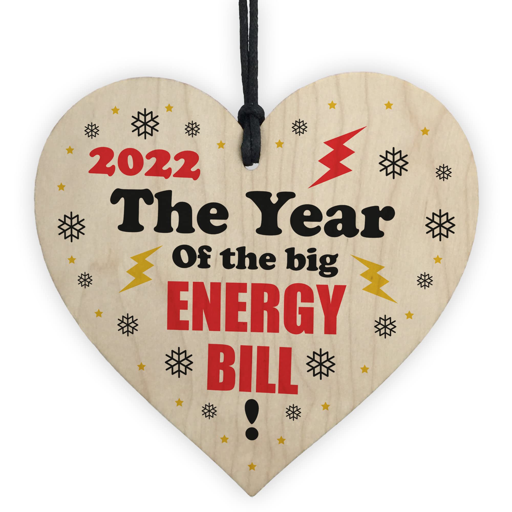 Red Ocean Funny Christmas Bauble Energy Bill Wood Tree Decoration Gift For Him Her Family