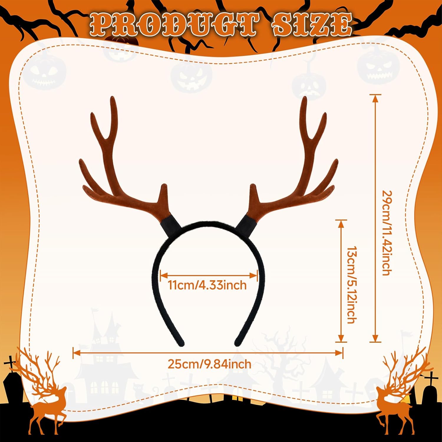 3PCS Deer Antlers Headband with Adorable Deer Ears - Festive Deer Headband for Women Adults - Perfect Deer Costume Accessory for Halloween Christmas Party Cosplay Favors Supplies - Image 2