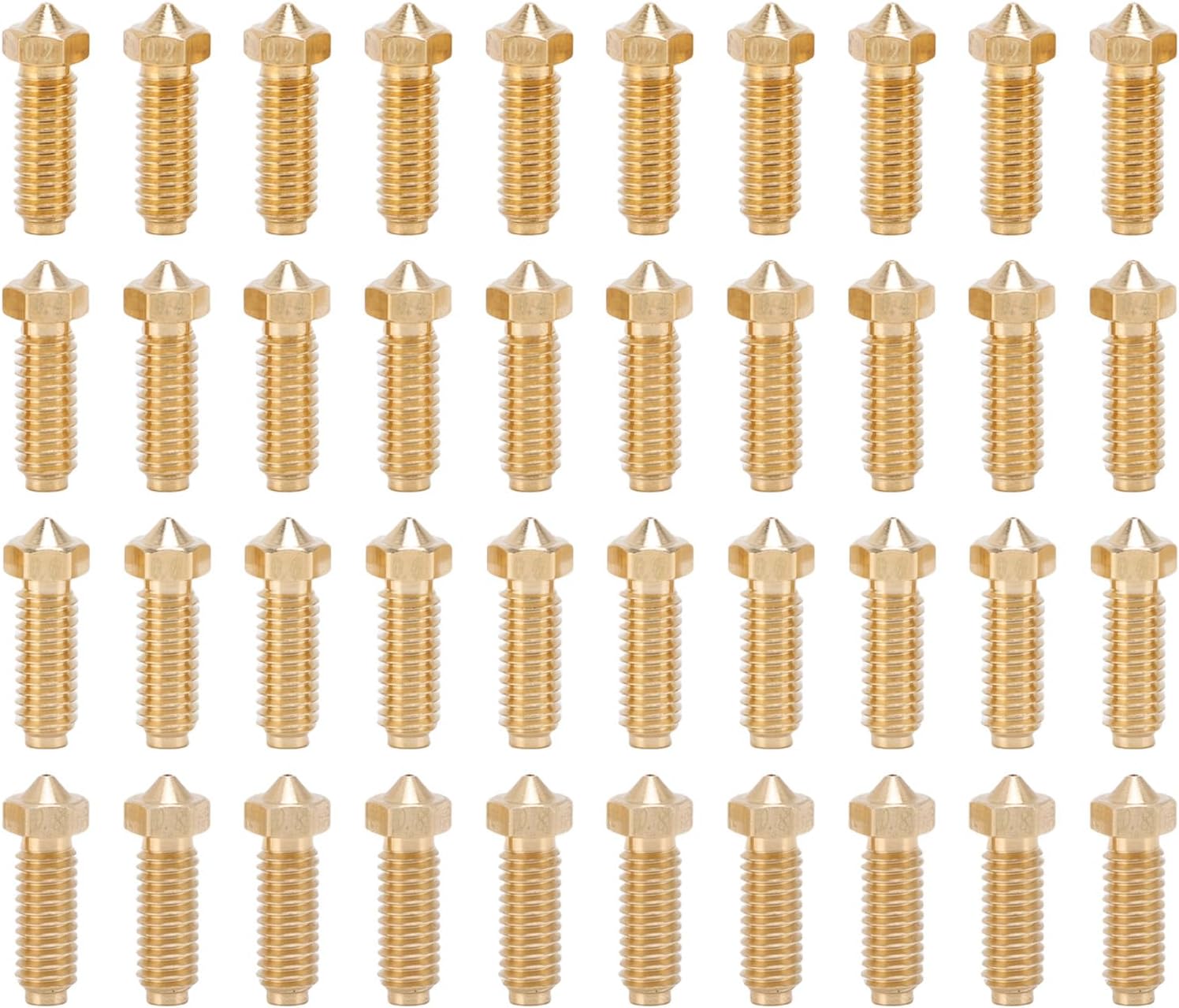 3D Printer Extruder Nozzle Set, 40PCS 3D Printer Nozzle Set Cobra S1 3 Combo Combo Pro 0.2 0.4 0.6 0.8mm Brass Nozzle Set, Smooth High Temperature