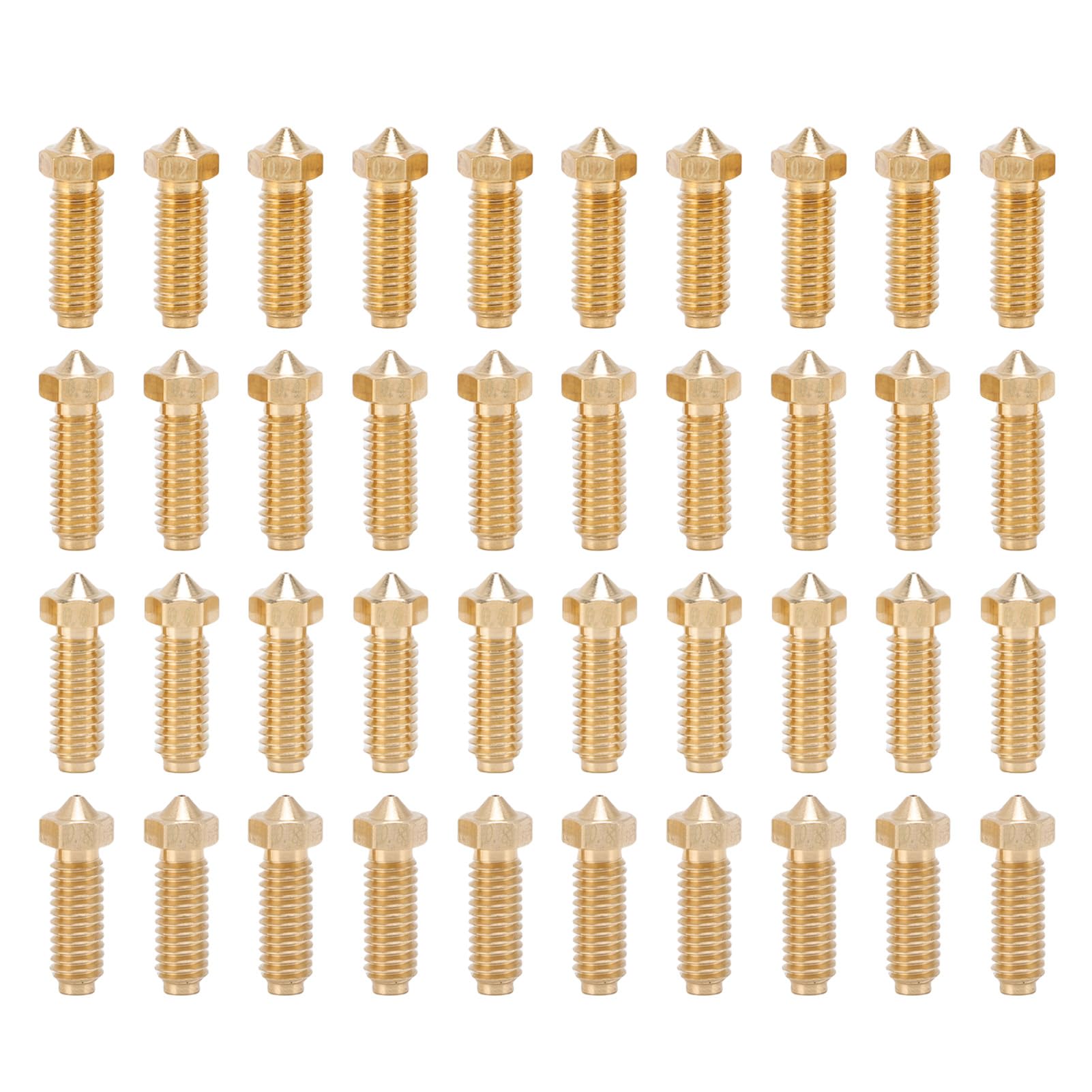 3D Printer Extruder Nozzle Set, 40PCS 3D Printer Nozzle Set Cobra S1 3 Combo Combo Pro 0.2 0.4 0.6 0.8mm Brass Nozzle Set, Smooth High Temperature