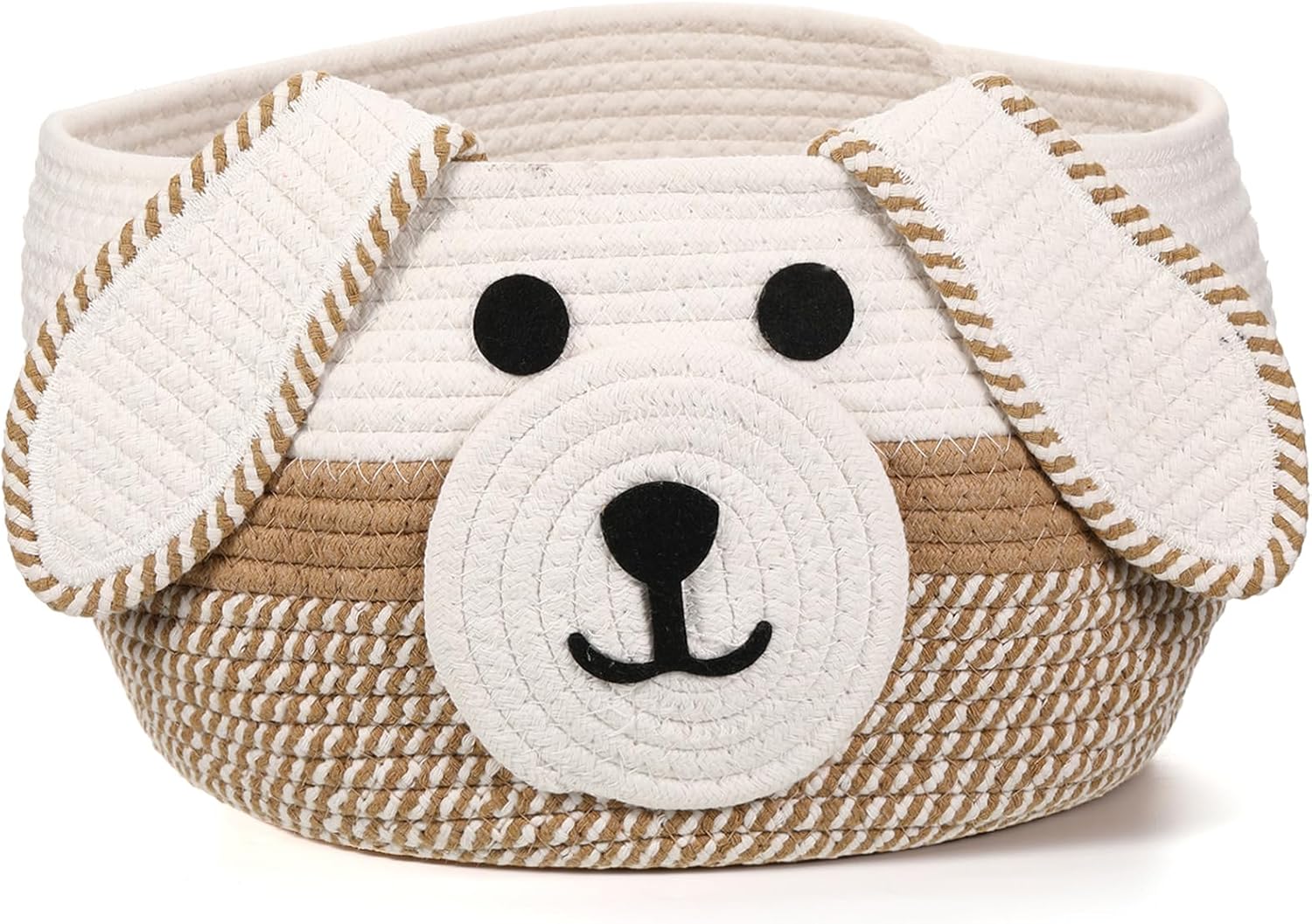 Zopeal Dog Woven Basket Cute Woven Cotton Rope Puppy Animal Storage Basket for Laundry Toy Gift(Pink,13 x 8 Inch)