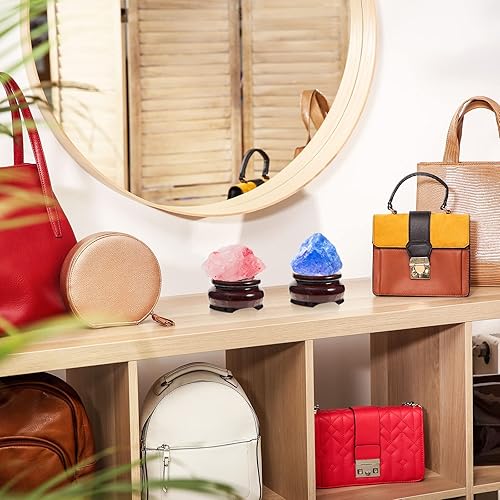 Miniatura 7 de Taiyin 15 soportes esféricos para exhibición de cristal, soporte de bola de huevo de madera, exhibición de piedra para decoración del hogar, piedras