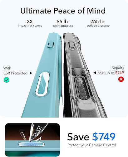 Vista 270 de ESR - Funda para iPhone 15 compatible con MagSafe, funda protectora de grado militar con soporte integrado, cubierta trasera resistente a