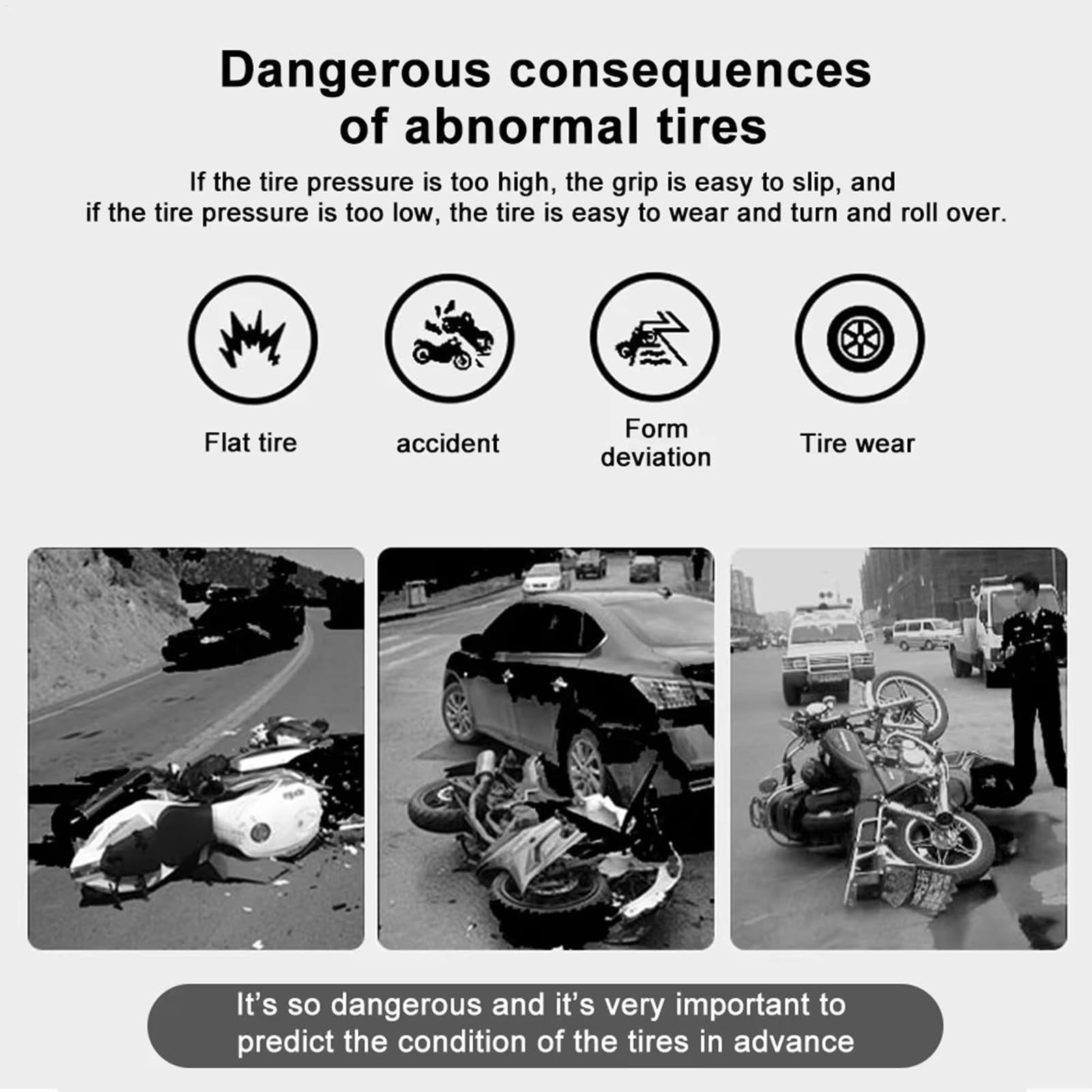 Controllo della Pressione degli Pneumatici M5 per Moto, Set di sensori Esterni, di monitoraggio Senza Fili, Funzione di Allarme, monitoraggio preciso degli Pneumatici, Adatto per Strada