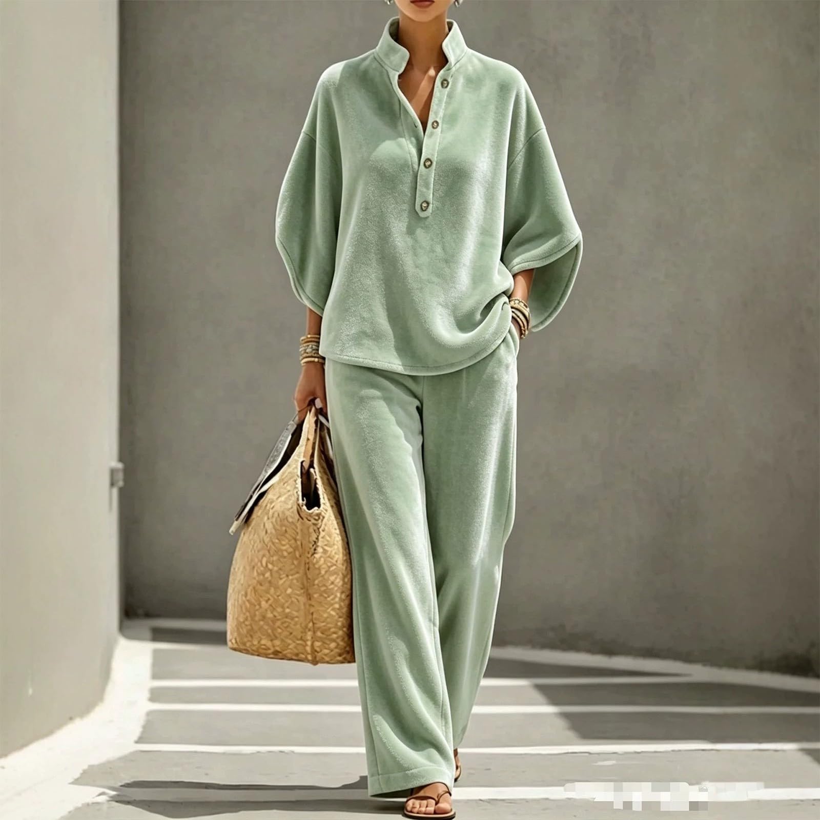Completo Fitness Donna 2 Pezzi Completi Sportiva Manica Lunga Scollo a V Tuta Da Ginnastica Completo Palestra Elegante Set Top E Pantaloni a Gamba Larga Tute Per Jogging Yoga Fitness Da Casa Autunno