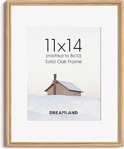 Miniatura 9 de Dreamland Portarretratos de 11 x 14 pulgadas, marcos de fotos de madera de roble macizo con vidrio templado de alta calidad, marco de esquina