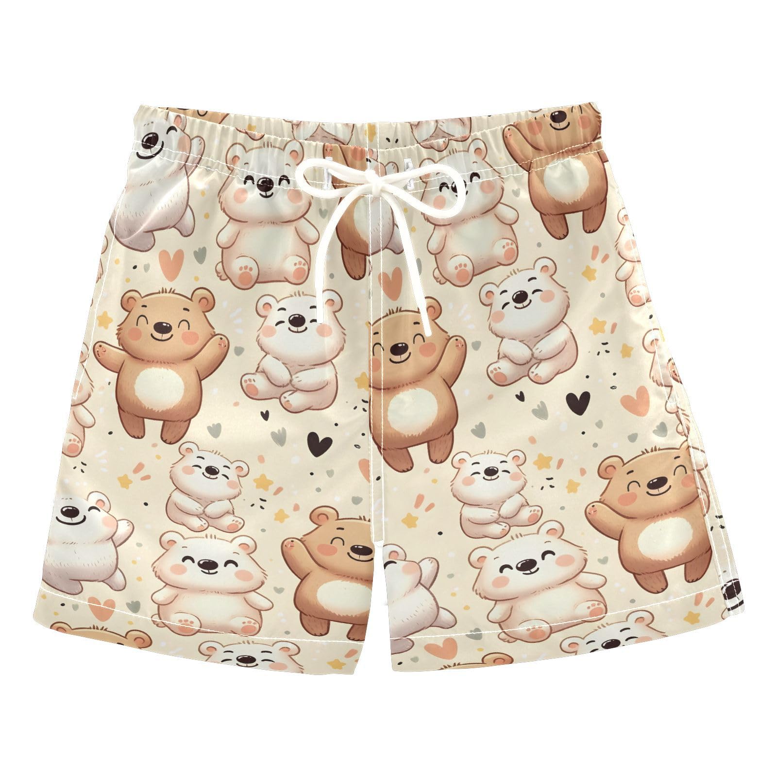 senya Cute Happy Bear Boys Swim Trunks Toddler Shorts Swimwear Boardshorts Multicoloured