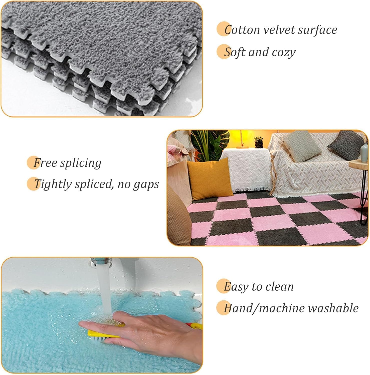 Plush Foam Floor Tiles Set Soft Carpet Tiles 120pcs 30cm Square Interlocking Floor Mats(Light Green)