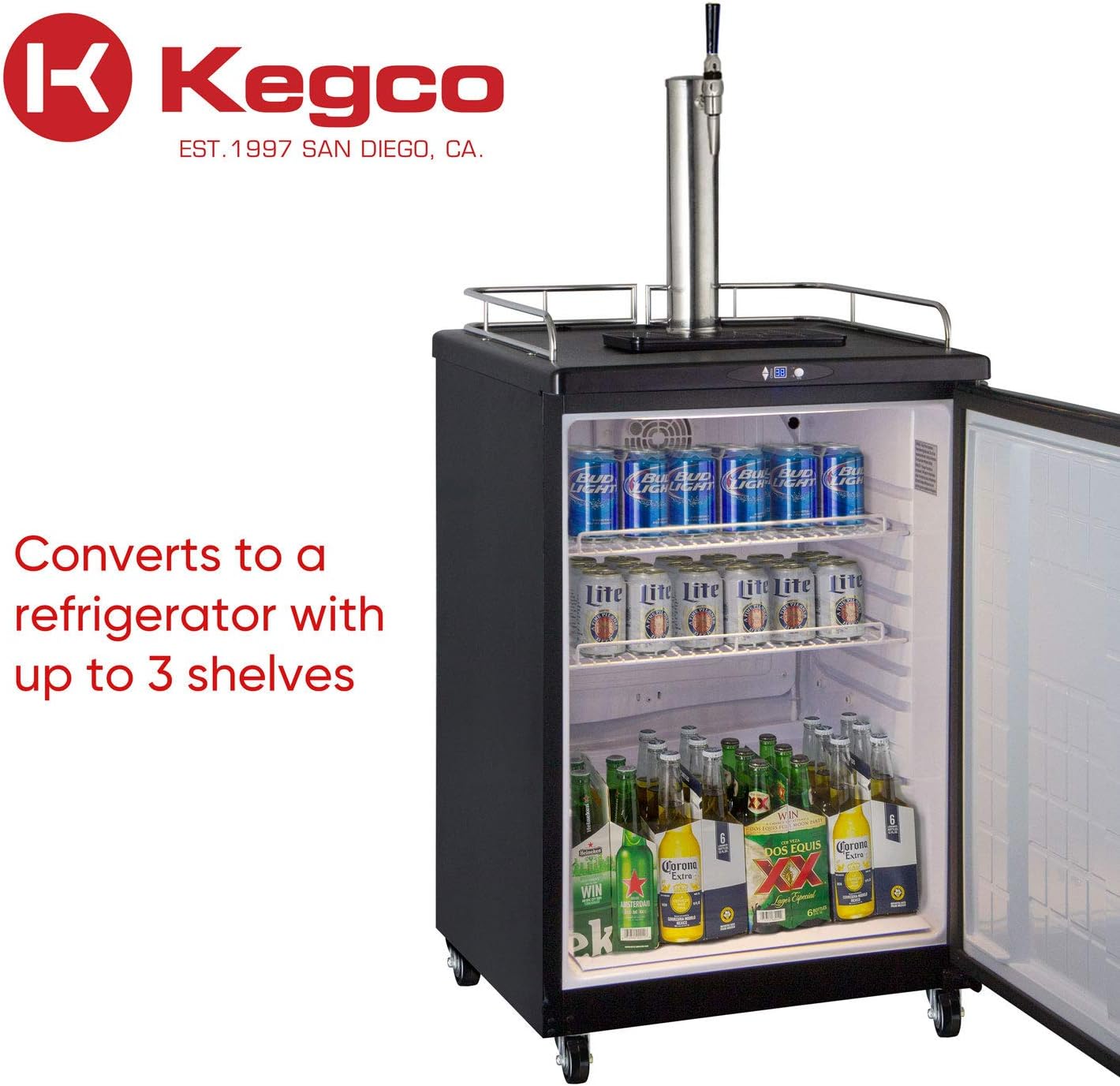 Kegco Z163B-G 24" Wide Single Tap Black Commercial/Residential Guinness® Kegerator