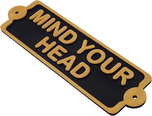 Miniatura 5 de Mind Your Head - Letrero de advertencia para puerta y bodega estilo vintage estilo shabby chic, estilo irlandés, latón sintético envejecido