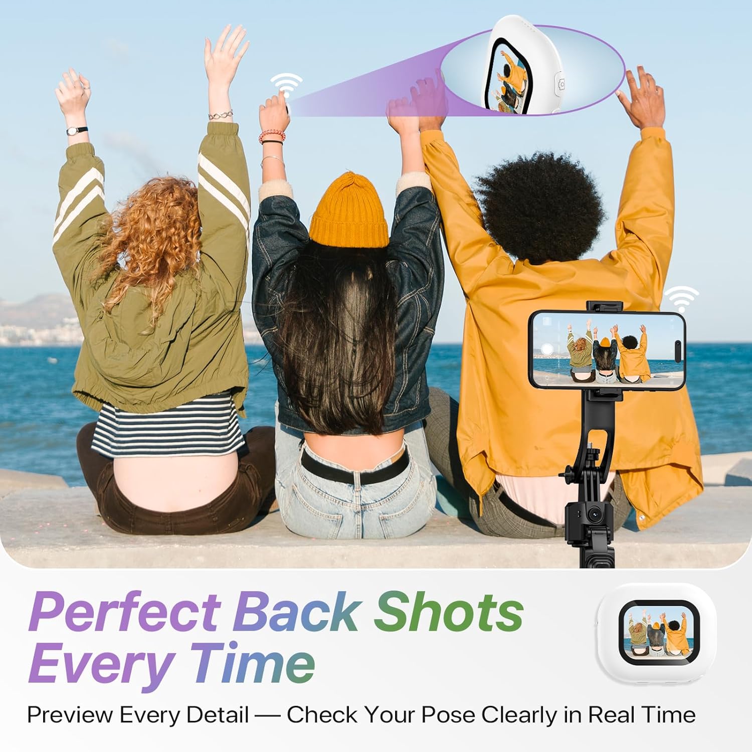 Moman Mini Vlog Selfie Monitor Screen for iPhone, 4K 60fps & Encrypted Private P2P Wireless, Magnetic Back Camera Monitor, 164 ft Range for TikTok, YouTube, Vlog Photo & Video Kits, Cream White