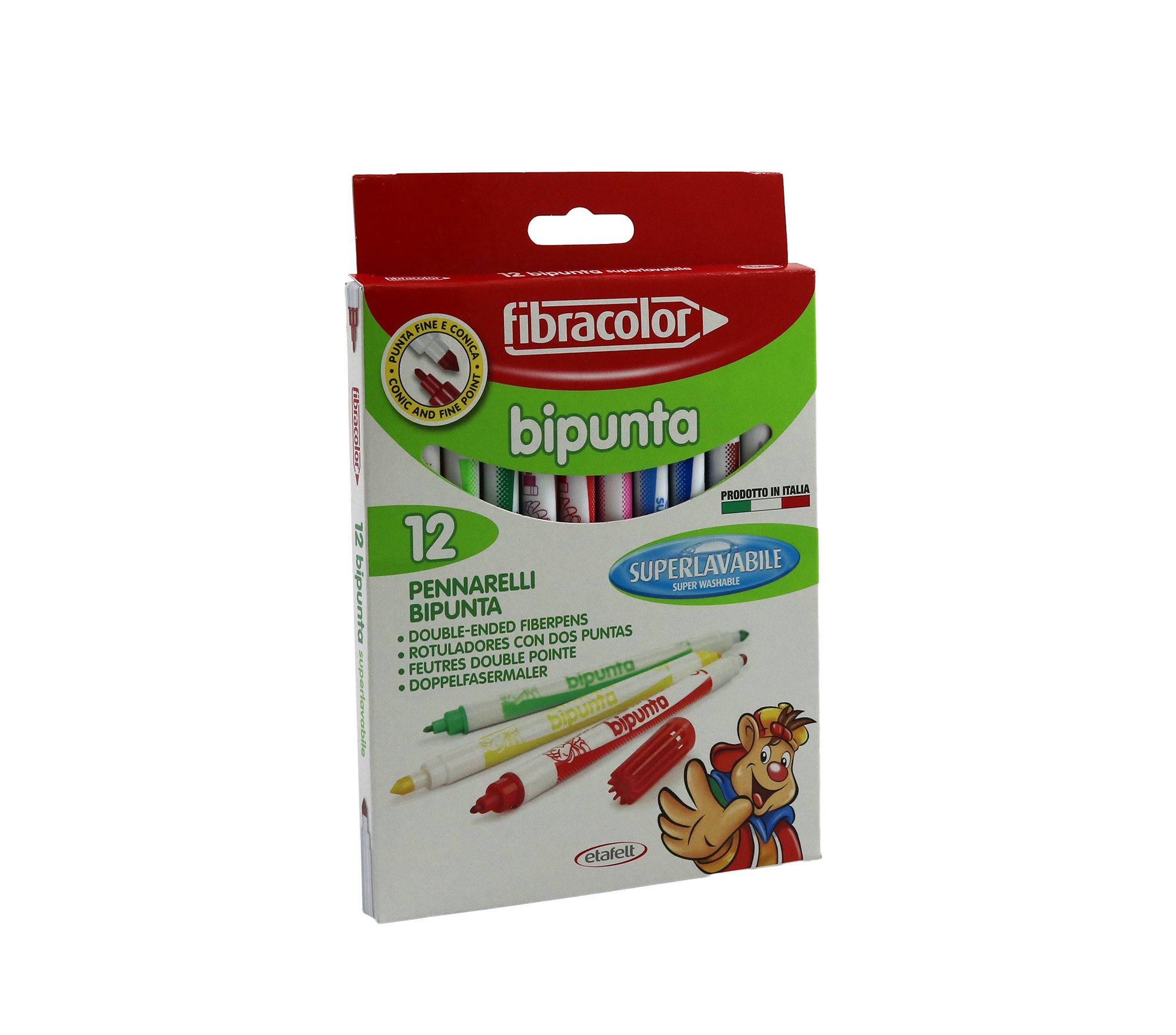 FIBRACOLORBipunta Marker Pen Double Tip 12 Colours