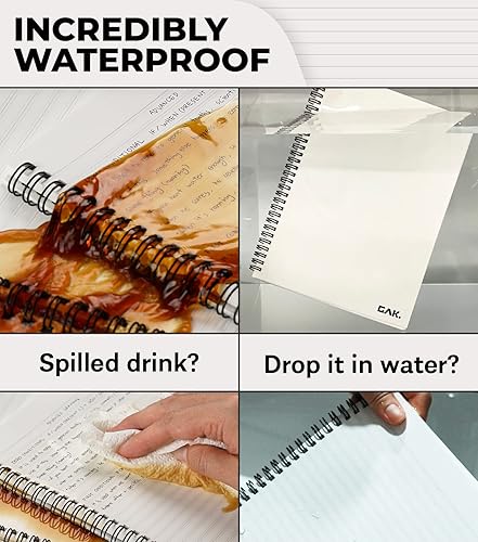 Miniatura 3 de GAK. Cuaderno de papel de piedra impermeable en espiral (tamaño M)  5.8 x 8.3 pulgadas, 50 hojas, cuaderno de papel de piedra, cuaderno de notas