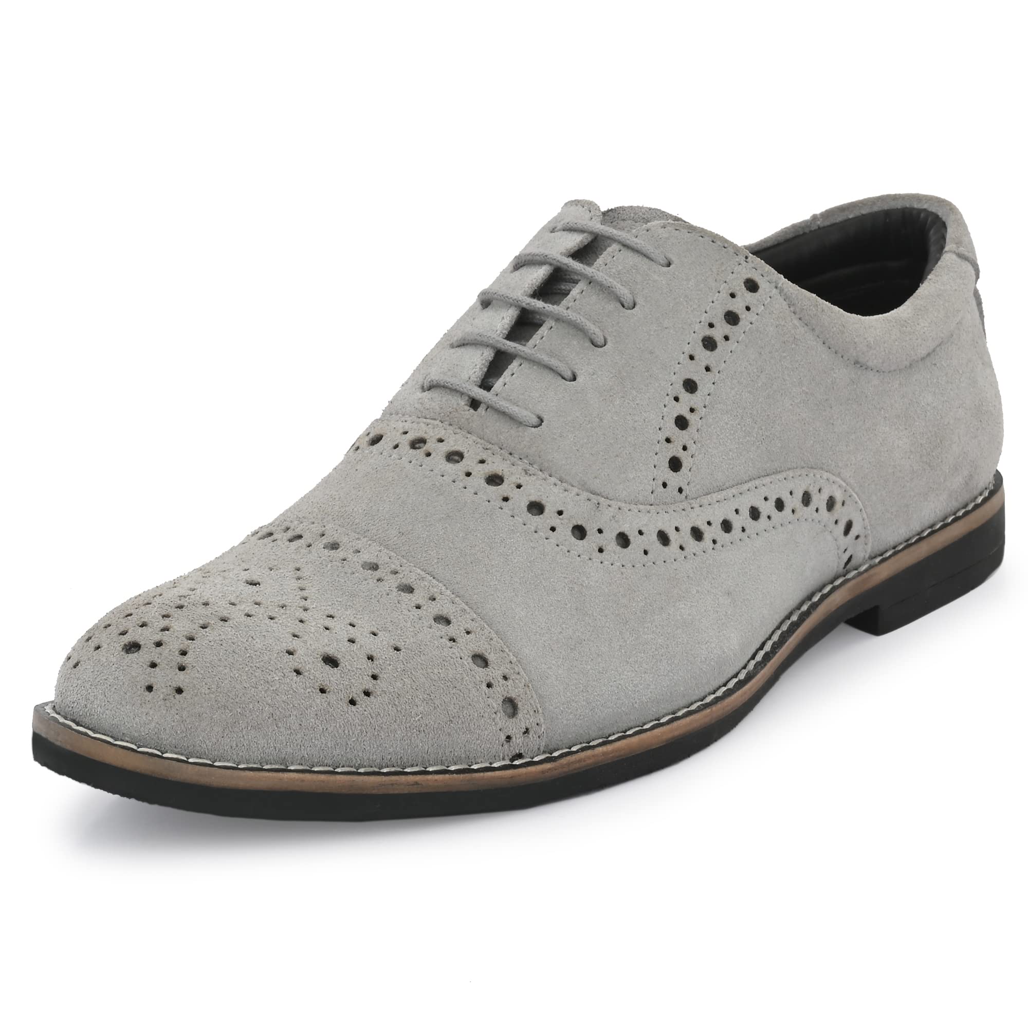 Auserio Mens Suede Leather Brogue Derby Lace Up Formal Shoes | Anti Skid Sole & Waxed Laces | Memory Foam Padded Insole | Shoes for Office & Parties | Grey 6 UK (SSE 022) (B0BYK8BS7N) Amazon Price History, Amazon Price Tracker