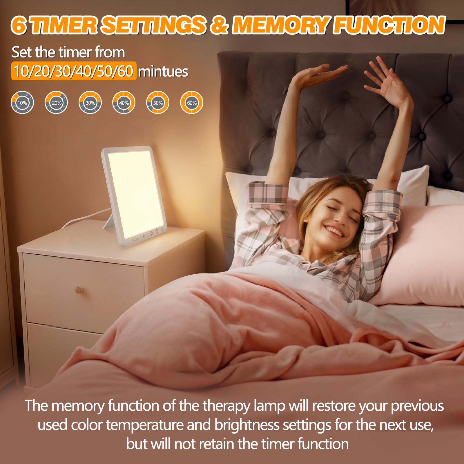Tageslichtlampe 15000 Lux Dimmbar, UV-freie LED-Lichttherapielampe Tageslicht, 6 Timer, 180° Halterung, Touch-Control Sonnenlicht Daylight Lampe für Depressionen, Vollspektrumlampe für Zuhause/Büro