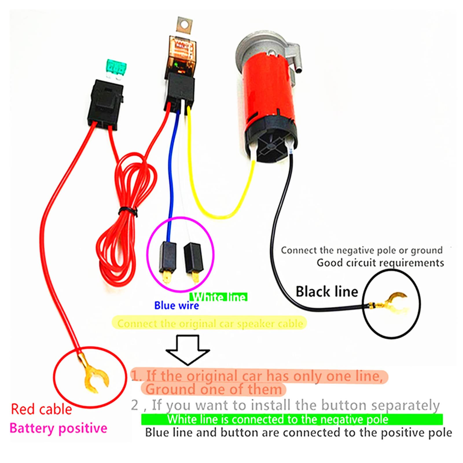 Pompe à air de voiture Air ;pump 12V Corne rouge Pompe à air moteur compresseur d'air tendance étanche chromé ne rouille pas Compresseur de klaxon d'air pour klaxon d'air 12V camion bateau