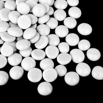 CYS EXCEL White Glass Flat Gemstone Vase Fillers 1 LB | Flat Aquarium Marble Beads | Decorative Mosaic Glass Gem Pebbles Approx. 85100 PCS