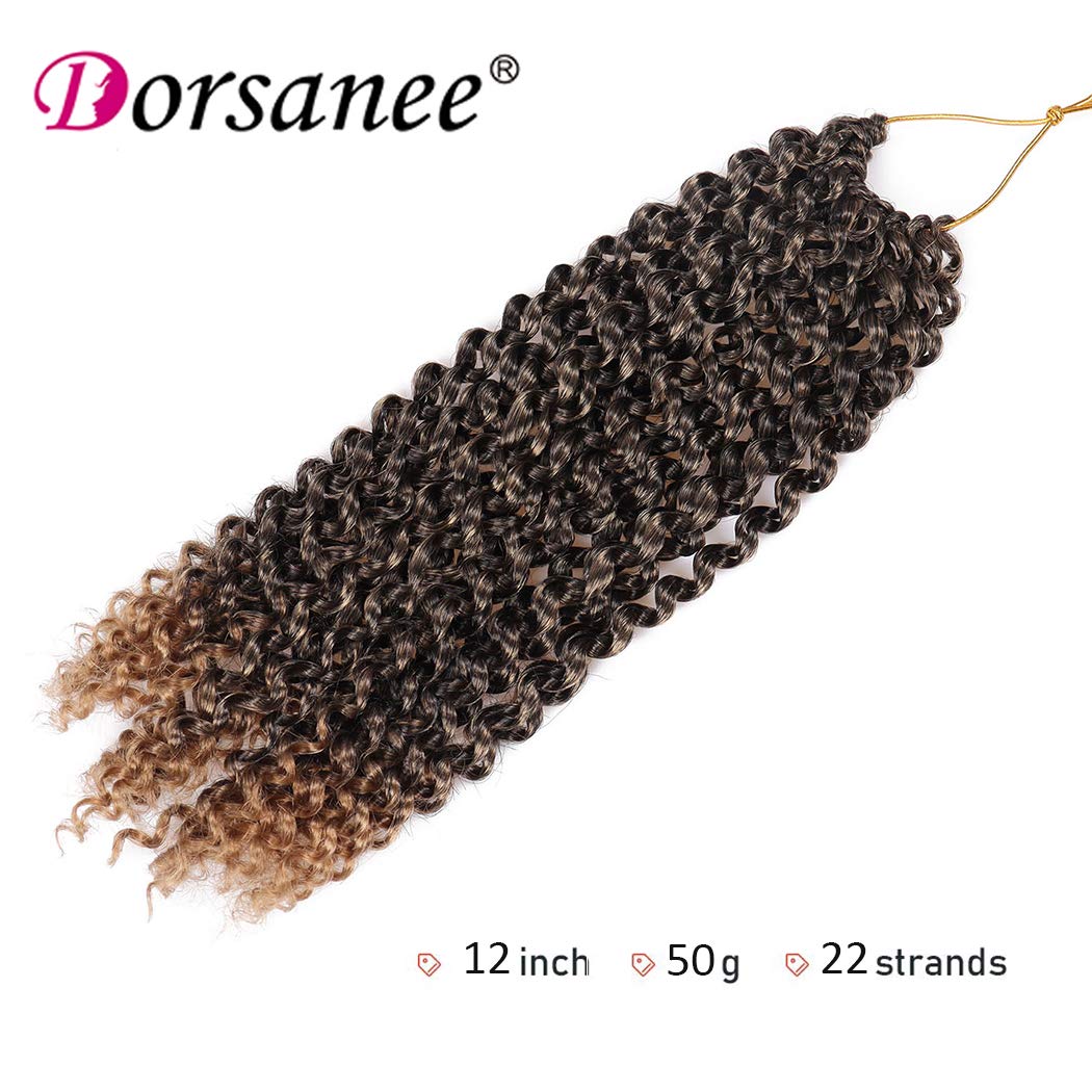 Dorsanee Ombre Honey Blonde Passion Twist Hair 12 Inch 7 Packs Water Wave Crochet Hair Long Bohemian Curly Braiding Hair for Butterfly Locs, Faux Locs, Boho Style Spring Twist Crochet Braids (T27#)