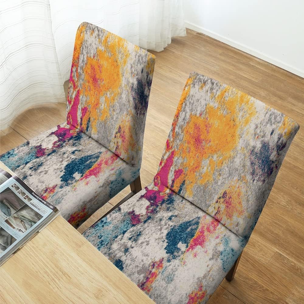 Modern Abstract Art Stretch Chair Covers for Dining Room Set of 4,Printed Stretchable Dining Chair Slipcover Washable Removable Seat Covers for Dining Chairs for Kitchen,Hotel,Restaurant