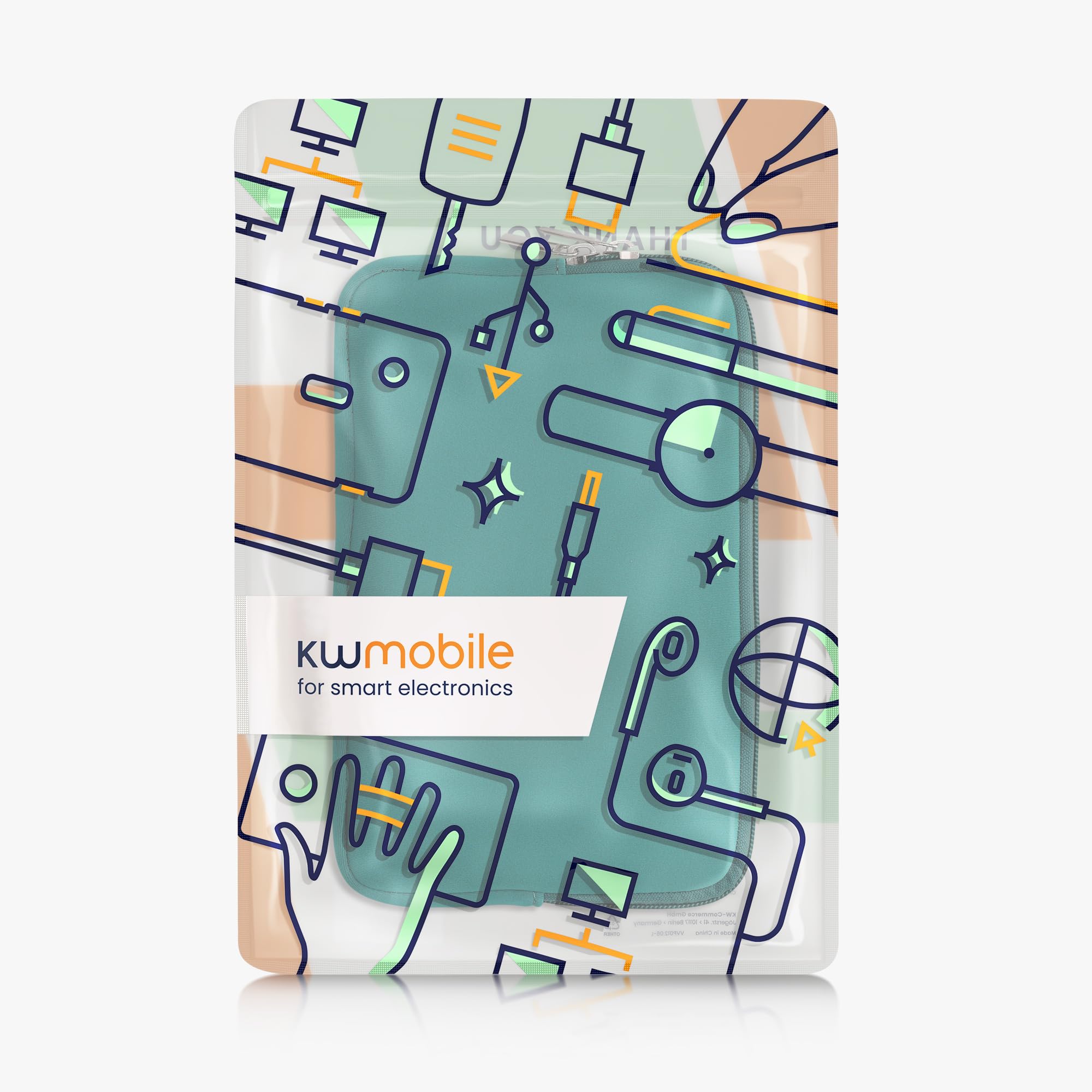 kwmobile Neoprenowe etui na tablet rozmiar 8"-8,4" - uniwersalne etui na tablet z zamkiem błyskawicznym - kolor petrol