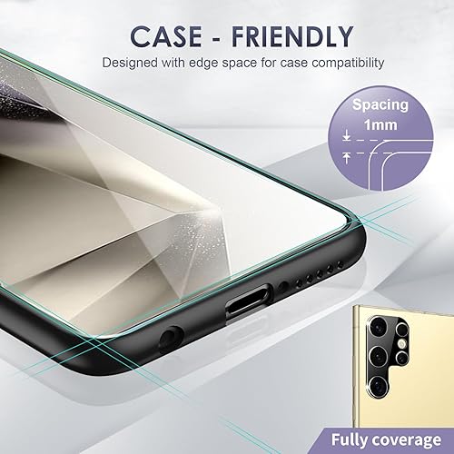Miniatura 6 de Kiewhay Vidrio templado compatible con Samsung Galaxy S24 Ultra 5G Protector de pantalla de 6.8 pulgadas, 2 protectores de pantalla + 2 protectores