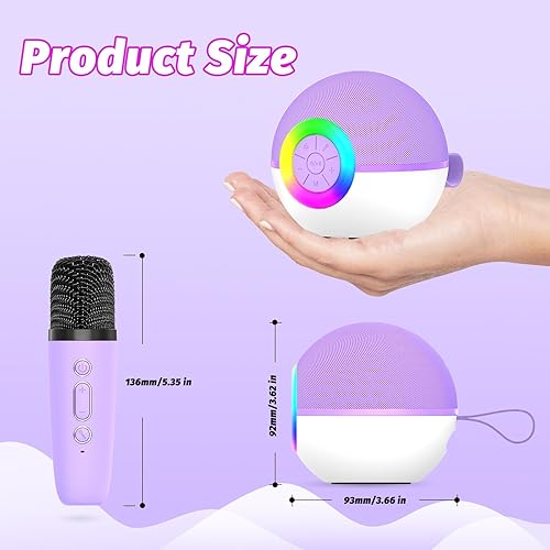 Miniatura 3 de goopow Mini máquina de karaoke con altavoz para niños y adultos, micrófono Bluetooth portátil con juguetes de canciones y luz LED, el mejor regalo