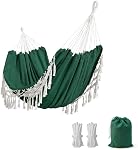 YAERSI Canvas Hammock,Camping Hammock with Elegant Tassels Load 450 lbs,Canvas Cotton Hammock for Outdoor Indoor
